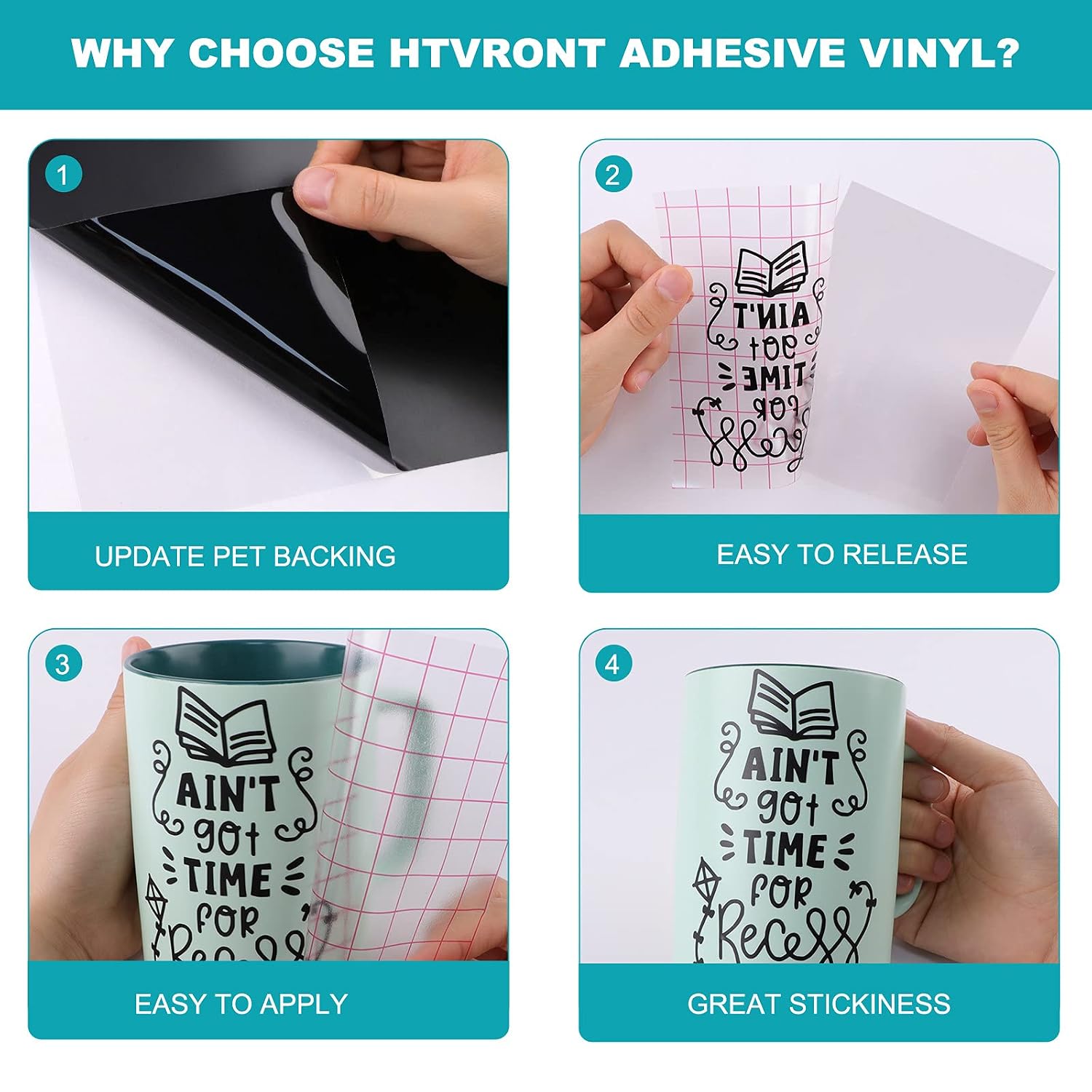 HTVRONT Black Permanent Vinyl, 30 Pack Black Adhesive Vinyl for Cricut - 25 Black Vinyl Sheets 12" x 12" & 5Transfer Tape Sheets Set for Craft Projects, Signs, Scrapbooking (Black 30pack)