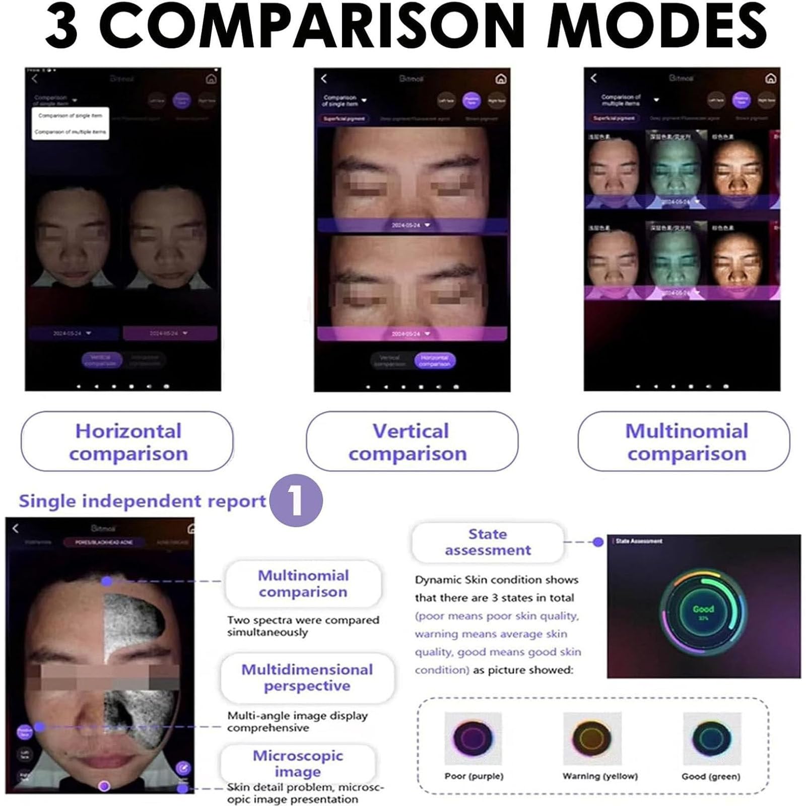 Máquina de análisis facial, escáner de 8 espectros con pantalla táctil de 15.6 pulgadas, analizador inteligente de 36 MP para spa y salón, detecta poros, arrugas y pigmentación