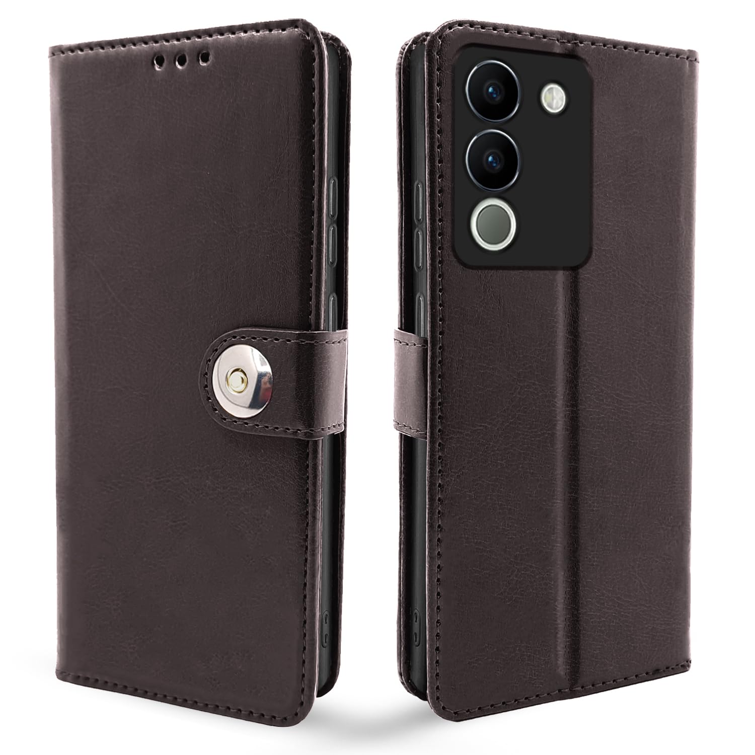 Pikkme Vivo Y200 5G Flip Cover Leather Finish | Inside TPU with Card Pockets | Wallet Stand and Shock Proof | Complete Protection Button Flip Case (Coffee) (B0CMHTBZ2X) Amazon Price History, Amazon Price Tracker