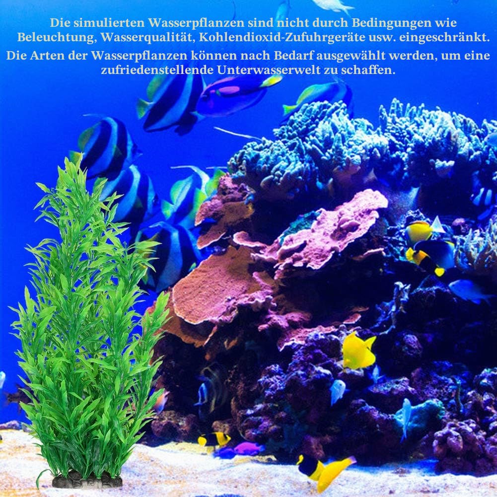 GOTOTOP 2 Stück künstliche grüne Gras, Simulation Grünes Gras, Wasserpflanze, für Aquarium, Dekoration, Dekoration unter Wasser, aus Kunststoff