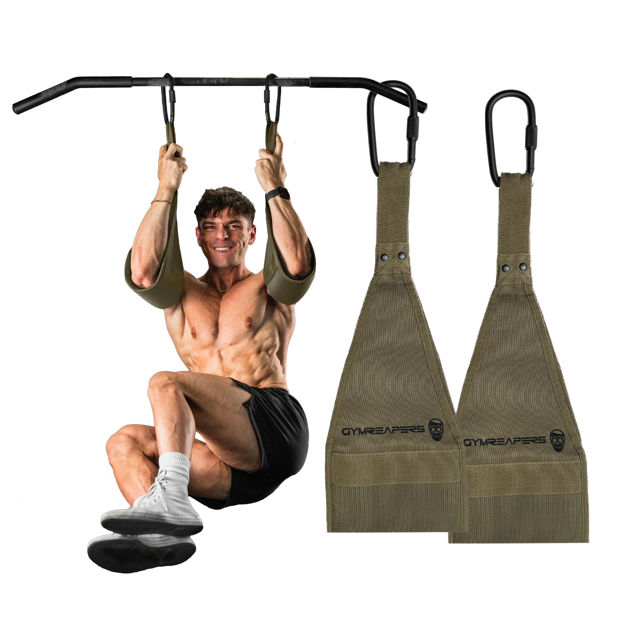 Gymreapers Hanging Ab Straps for Pull-Up Bar Hang Bar Assist Strap Strength Workout Exercise Equipment Padded Adjustable Arm