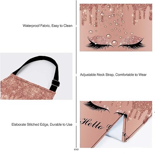 Miniatura 8 de Hello Gorgeous - Delantal de pestañas de unicornio, delantal ajustable para hombres y mujeres, cocina, hornear, jardinería