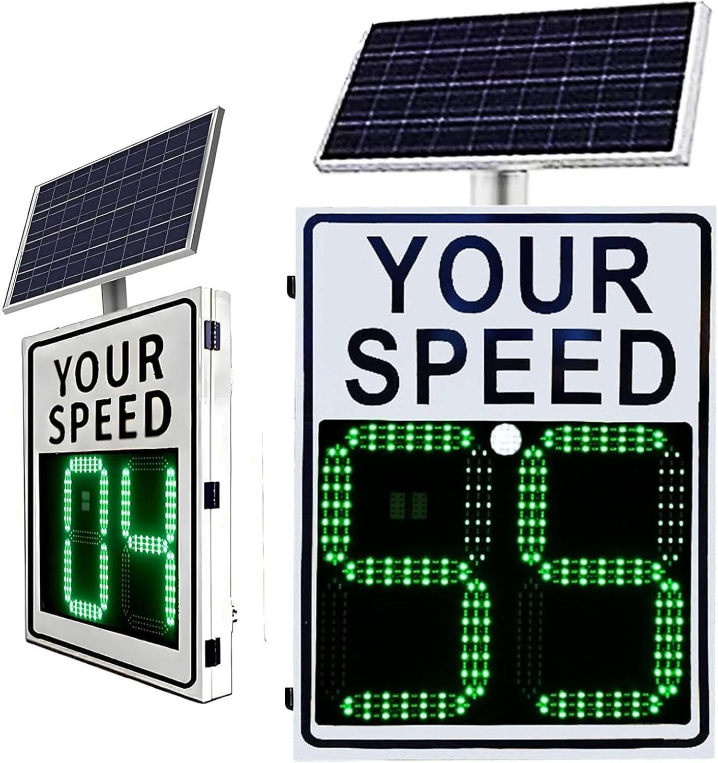 Radar Speed Display Sign,Flashing Speed Limit Indicator,Solar Powered Radar Feedback Sign,For Road,Street Traffic Safety Signage, 24"X35",White
