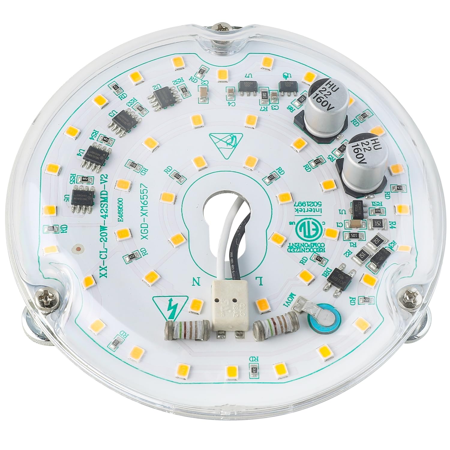 Kit de actualización de luz LED para ventilador de techo de 4 pulgadas, 20 W, tablero de módulo de repuesto para luz de techo, blanco 5000K 2400LM, 120V, ETL CRI90 2
