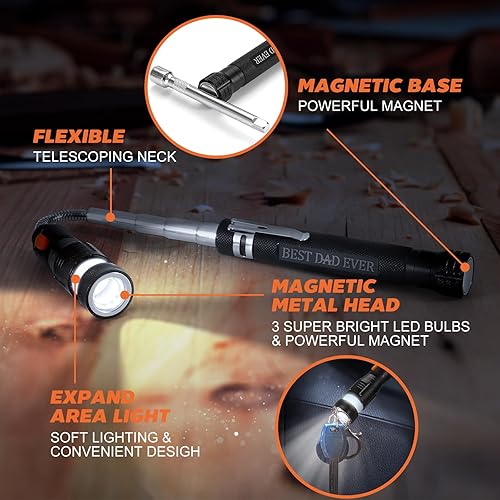 Vista 3 de Lenski Regalos de Navidad para hombres, rellenos de calcetines para hombres, herramienta de recogida magnética flexible con LED, regalos para papá