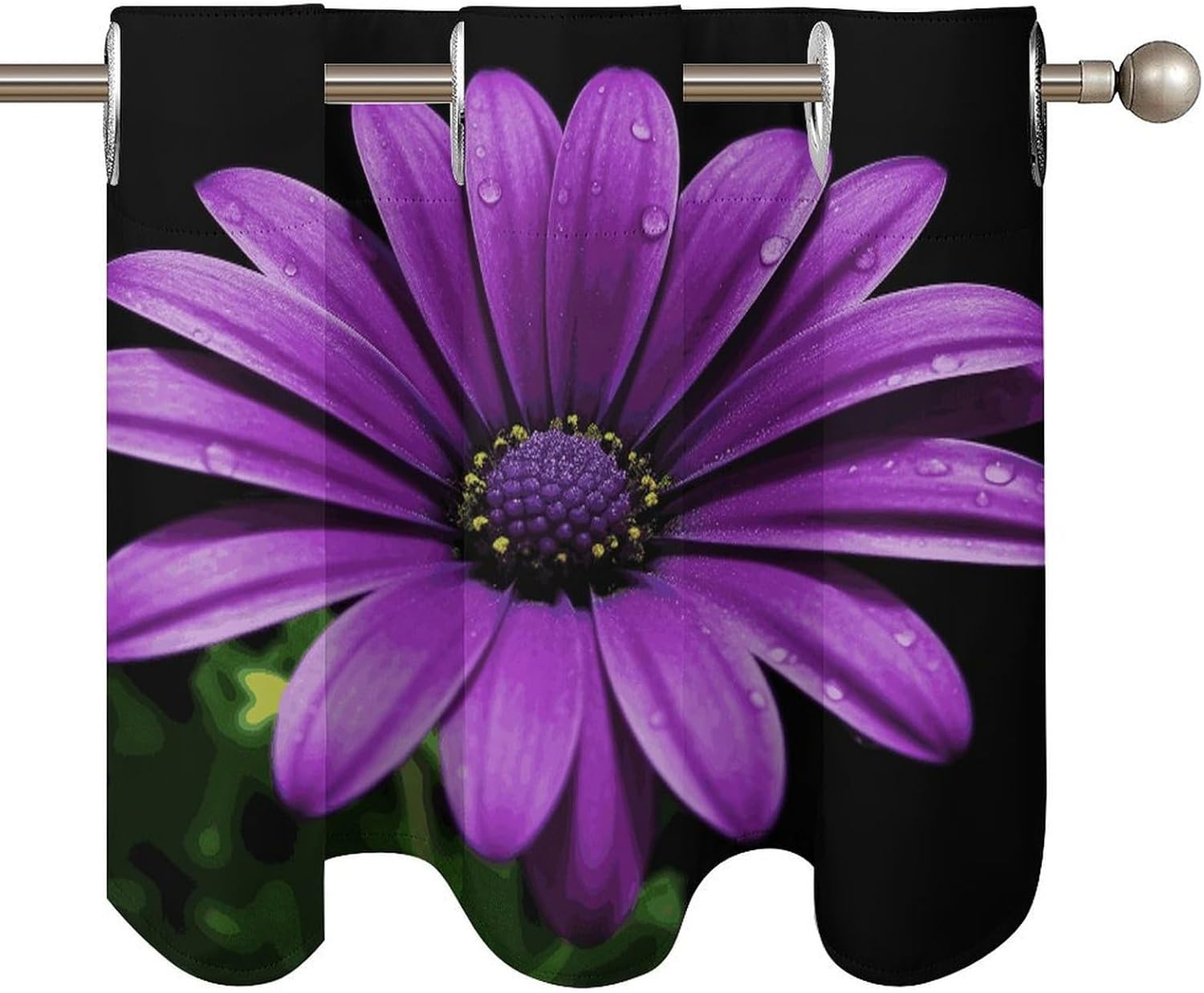 Purple Daisy 2 Pack Valance Curtains Window Treatments. Adjustable Curtain with Rod Pocket.Cafe Curtains is Half Curtains for Privacy Decorative 52x18.1 Inch.