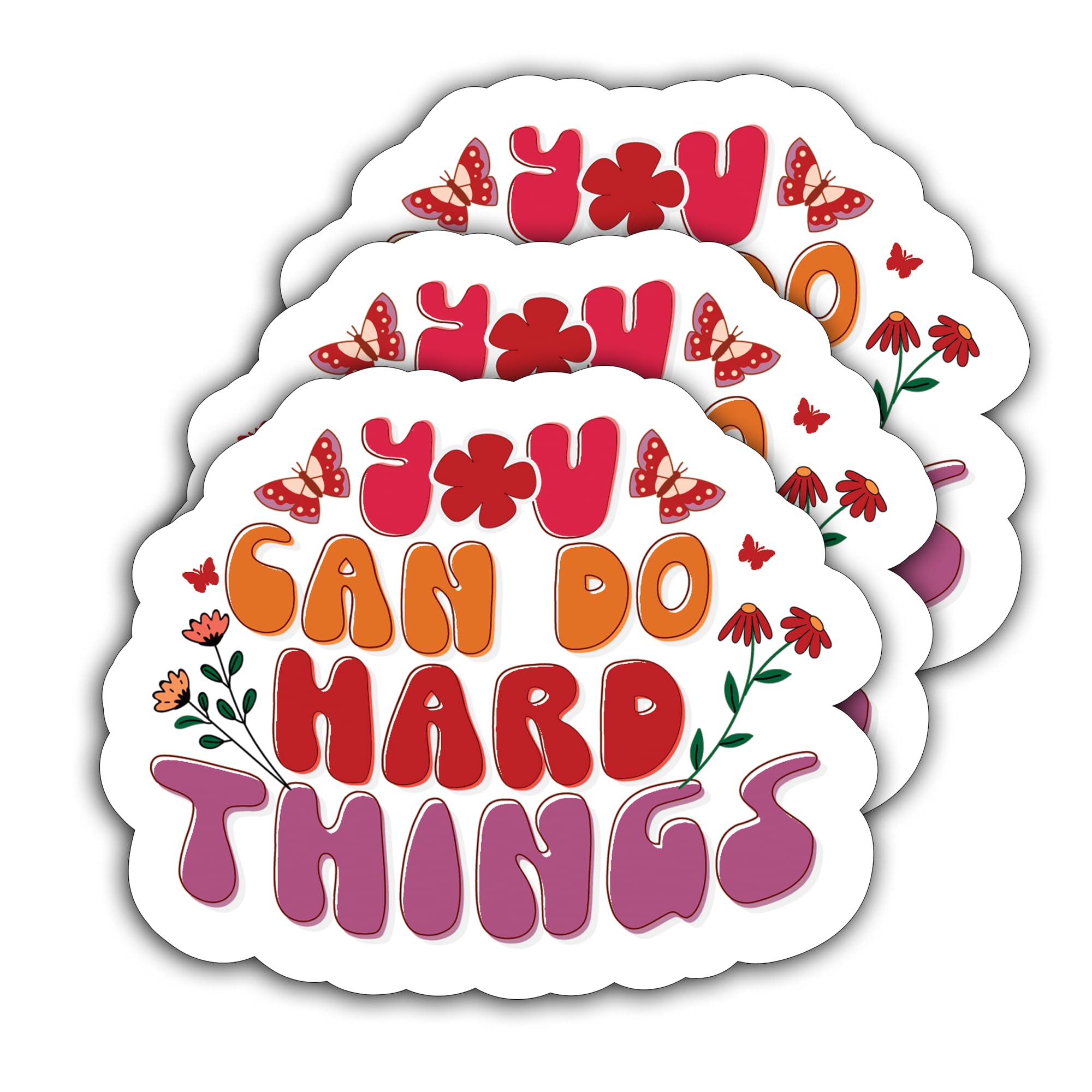 Stickers vinyle imperméables You Can Do Hard Things pour gourde, livre, ordinateur et gobelet