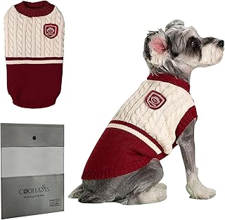 Small Dog Sweater, Winter Knitted Sweatshirt for Pets & Kittens, Puppy Clothes for Chihuahua, Dachshund, Yorkie(Winter, School Red, Small)