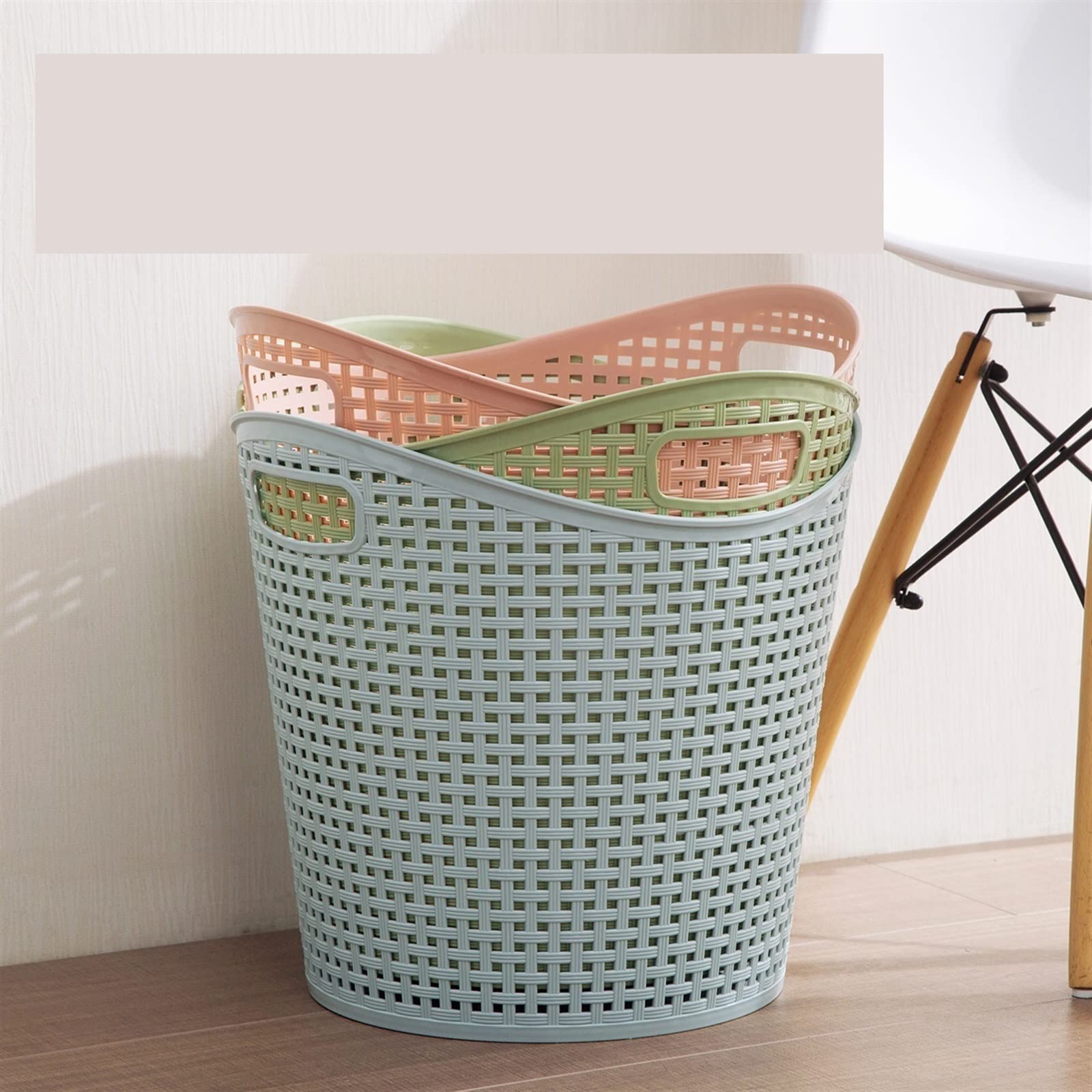 Wäschekörbe, Wäschekörbe, Kunststoffkorb für schmutzige Kleidung, Badezimmeraufbewahrung, Wohnaccessoires (Blau A)