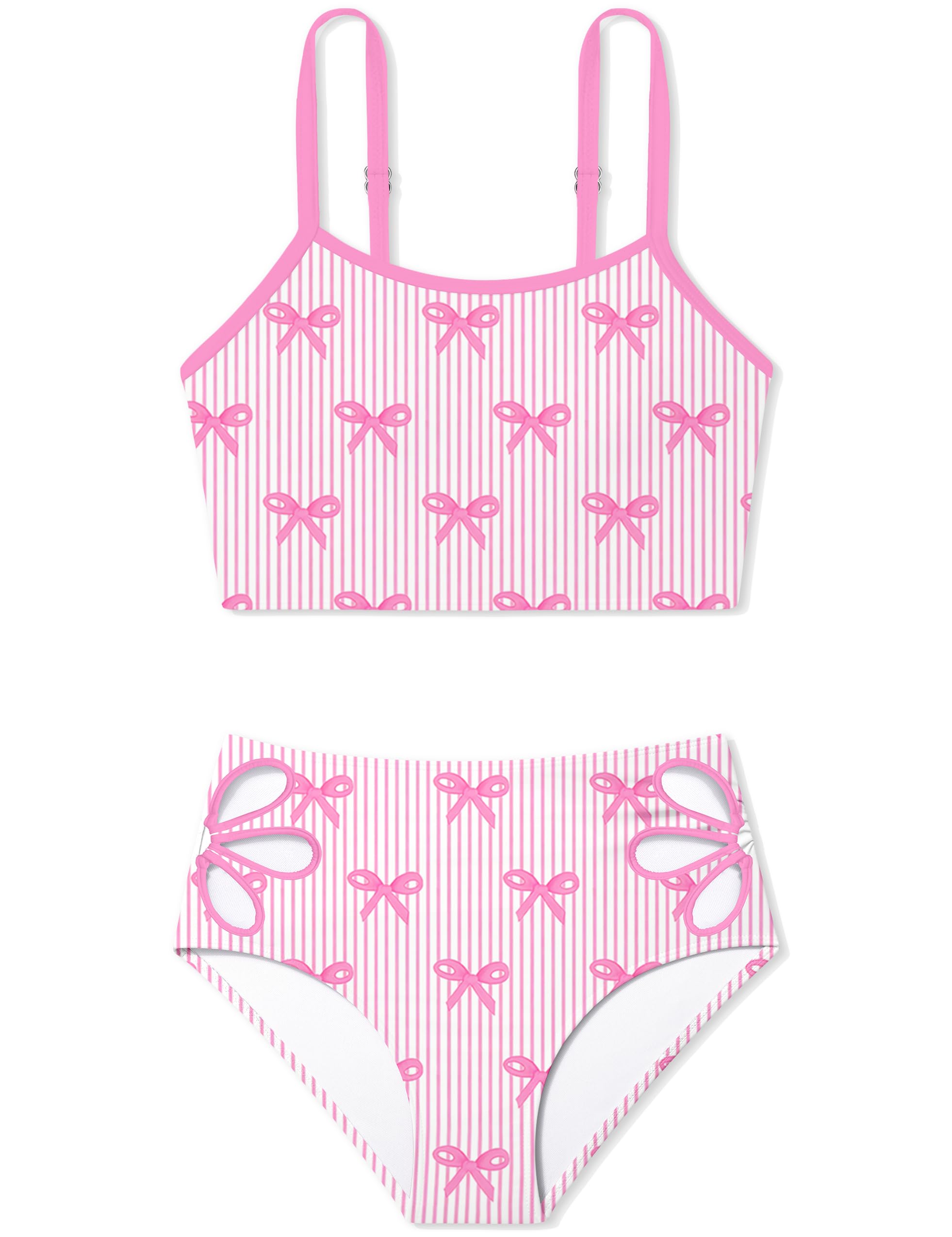 Girls Tankini Swimsuit 2 Piece Bathing Suit Twist Cross Back Cutout Swim Tank Top Floral Print Swimwear for 7-18Y