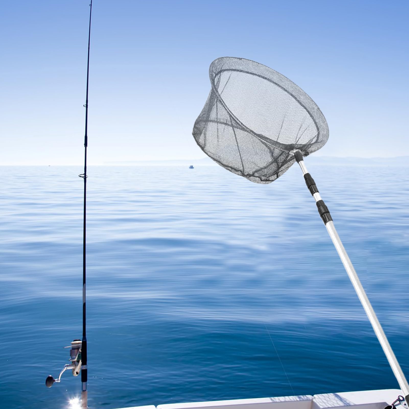 Guadino con manico Lega Di Alluminio Multifunzionale | Guadino da Pesca con Manico Telescopico Per Acqua Salata, Acqua , Trota, Pesce Gatto, Gamberetti, Gamberi Di Fiume,