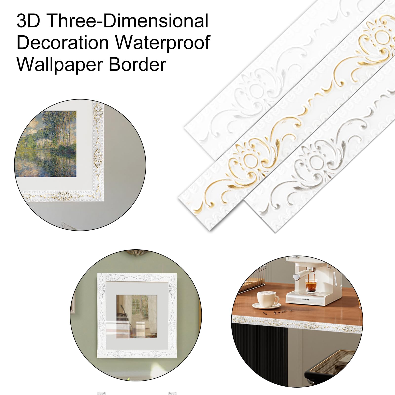 6 Metros Molduras Decorativas para Pared, Moldura Adhesiva de Despegar y Pegar, Borde de Pared Decoración, Flexible Tiras Decorativas Autoadhesiva para Marco de Espejo, Hogar (Blanco, 3,6cm W)