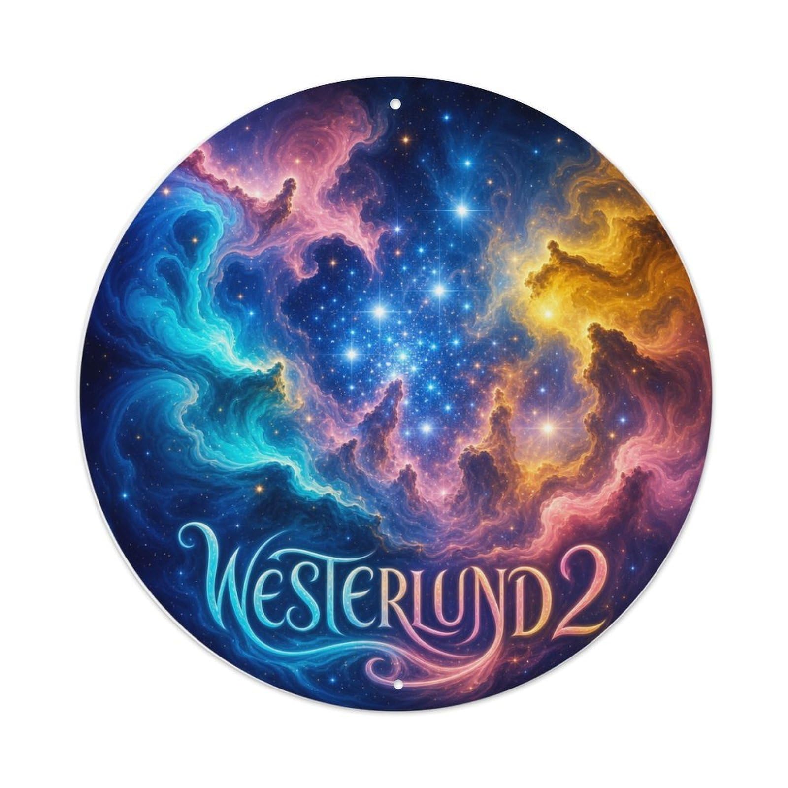 Cosmic Orbit Westerlund Celestial Body Astral Galaxy Metal Tin Sign Plaque Wall Decor for Cafe, Man Cave, Club Bar, Office, Home Garden Round Metal Poster 8x8Inch