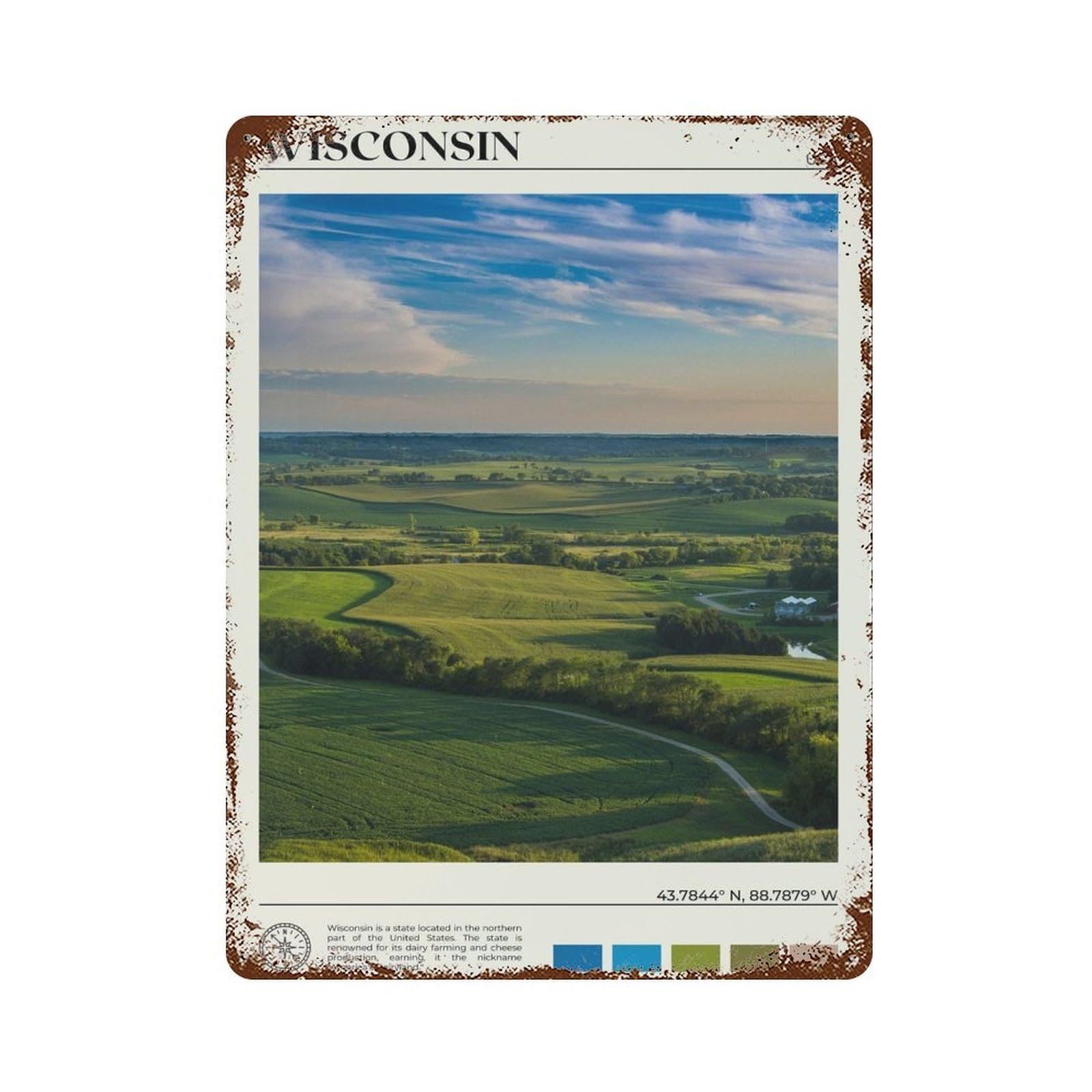 xiaoxiaoshen Real Photo Wisconsin Decor USA Wall Decor Art Metal Tin Poster Modern Home Decor Art Home Bar Shop Decorations Vintage Sign 40x30cm