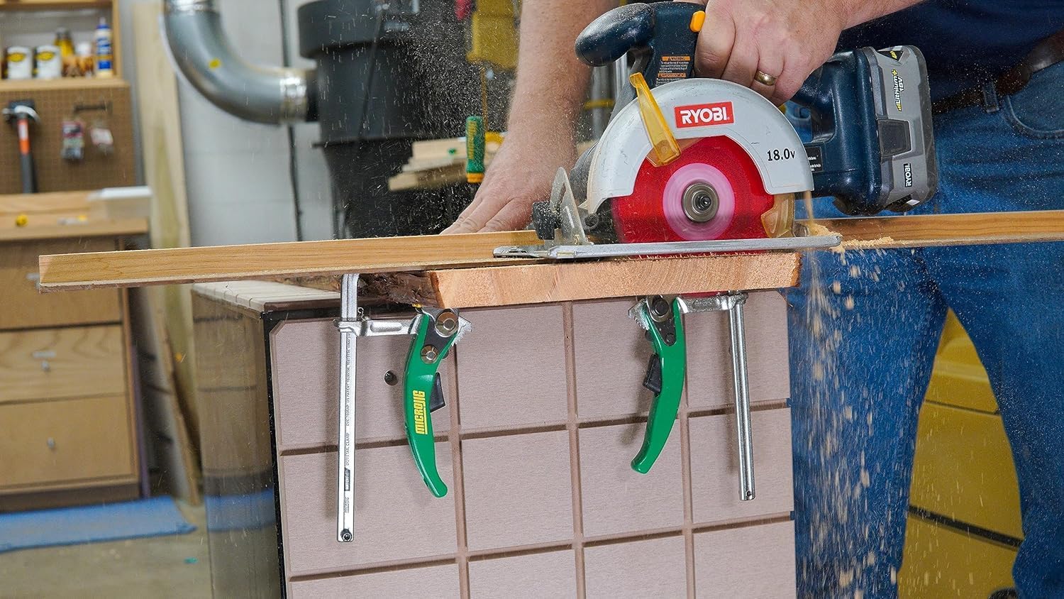 MICROJIG MatchFit Ratchet Clamp, 2-PACK | 7-Inch Capacity, Anti-Pivot Spring, Quick Release Trigger, No-Mar Clamp Pad, Compatible with Dovetail System & Track Saw Guide Rails, DVC-700RAPX2