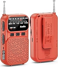 Tendak Mini Portable Small Rechargeable Radio Pocket FM Am Radio with 1200mAh Battery, AAA Battery Transistor Radio with Lamp/Bluetooth/TF, USB-C Charging