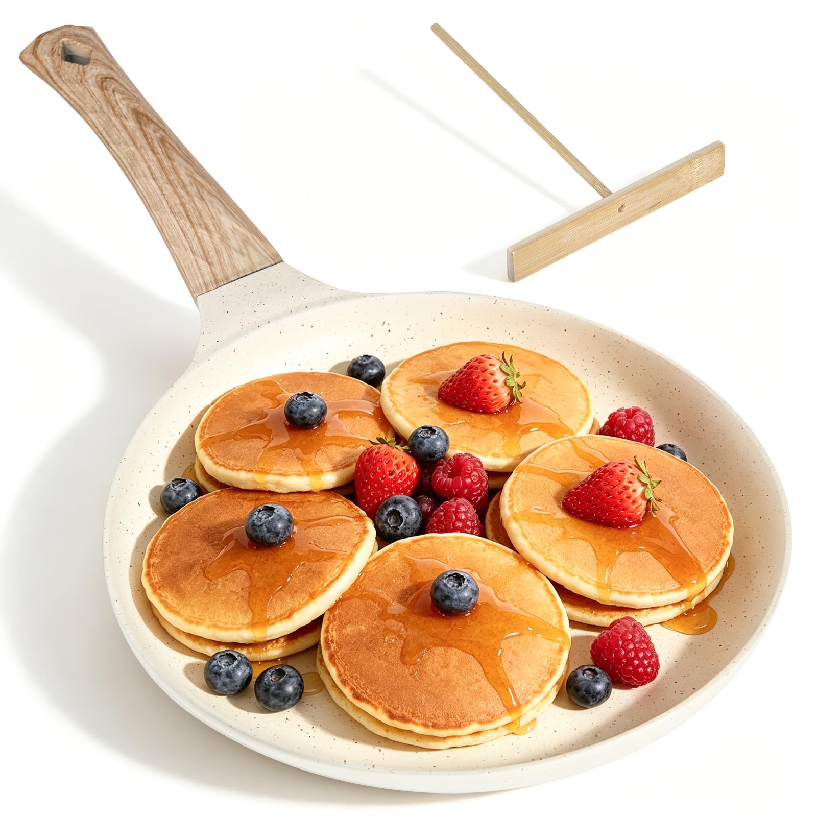 Poêle à crêpes antiadhésive 24 cm avec son répartiteur de pâte inclus