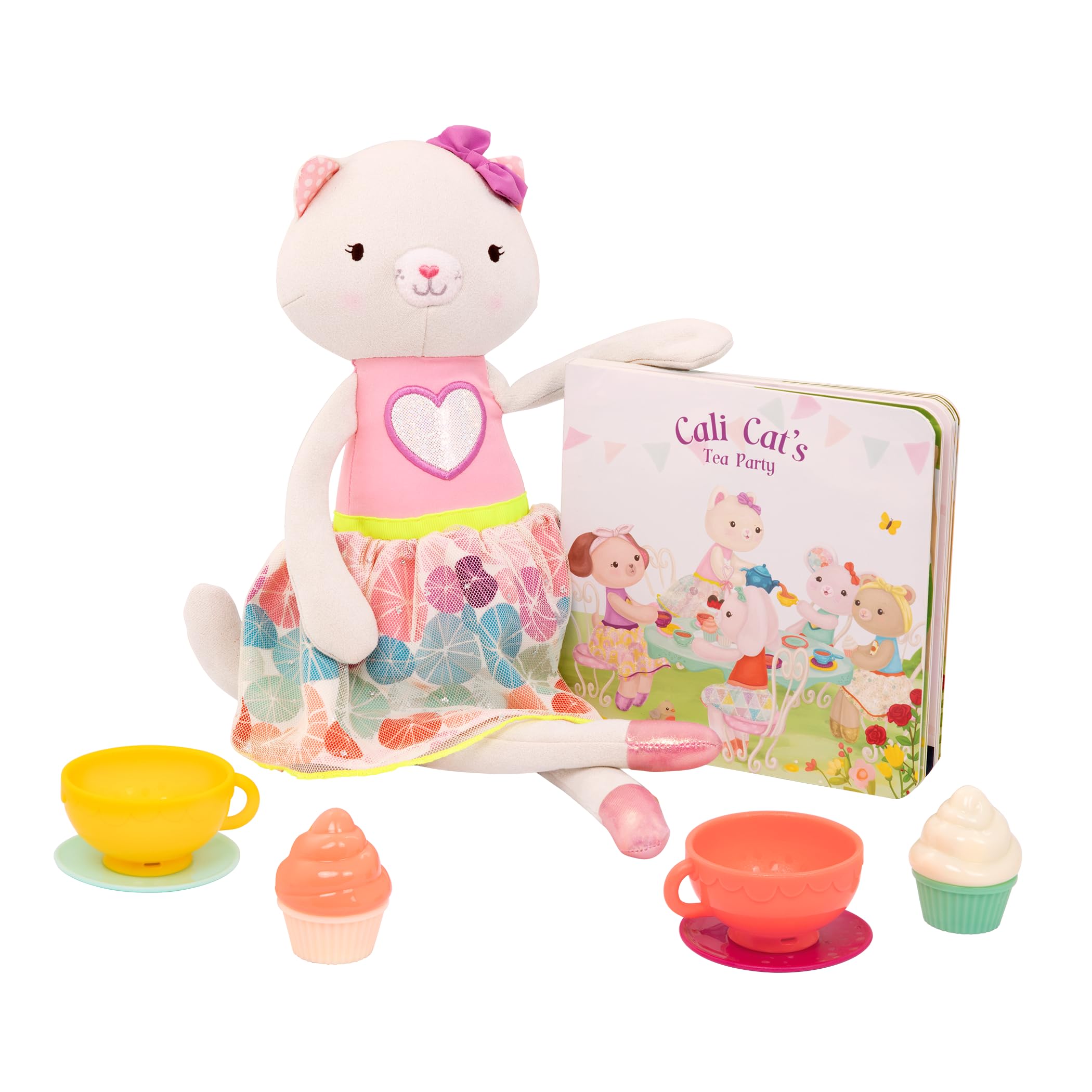 B. toys Plush Cat, Board Book & Tea Set - Tippy Toes Cali Cat