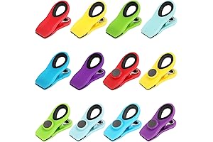12-Pack Chip Clips with Magnets for Easy Refrigerator Organization and Food Storage