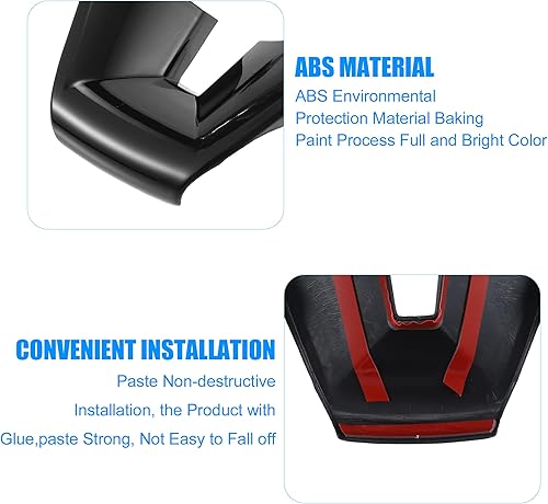 Miniatura 3 de X AUTOHAUX Fundas negras para volante Chevrolet Cruze 2010-2015 ABS plástico embellecedor pegatinas de repuesto decoración interior del coche botón