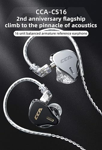 Miniatura 2 de CCA CS16 - Monitores intrauditivos, referencia de 16BA HiFi Stereo IEM con cable, auriculares con cable desmontable de 2 pines para audiófilo músico