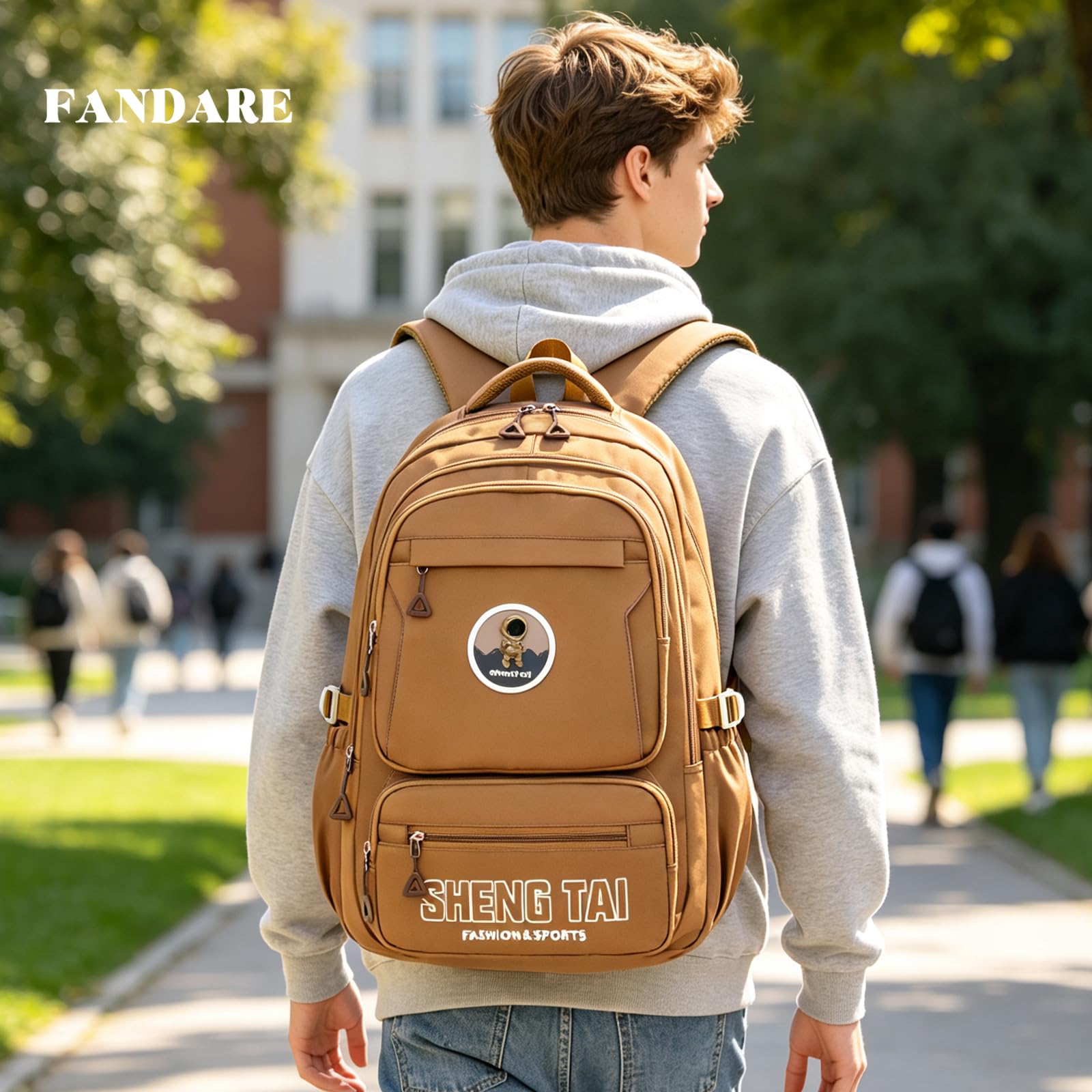FANDARE Zaino Scuola Zainetto Studente Cartella Zaini Arancione | Borsa Uomo Donna Università Viaggio Lavoro Daypacks