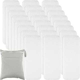 24 Pack Cloth Diaper Inserts Reusable Newborn 3 Layer Absorbent Breathab...