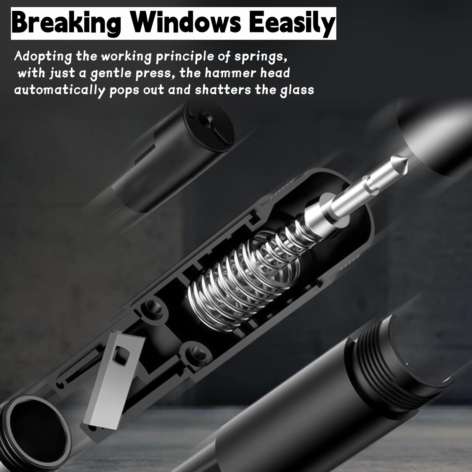 Martello Emergenza Auto 2-in-1 - Rompi Vetro E Taglia Cinture | Acciaio Temprato | 2 Pezzi | Strumento Salvavita - Foto 14