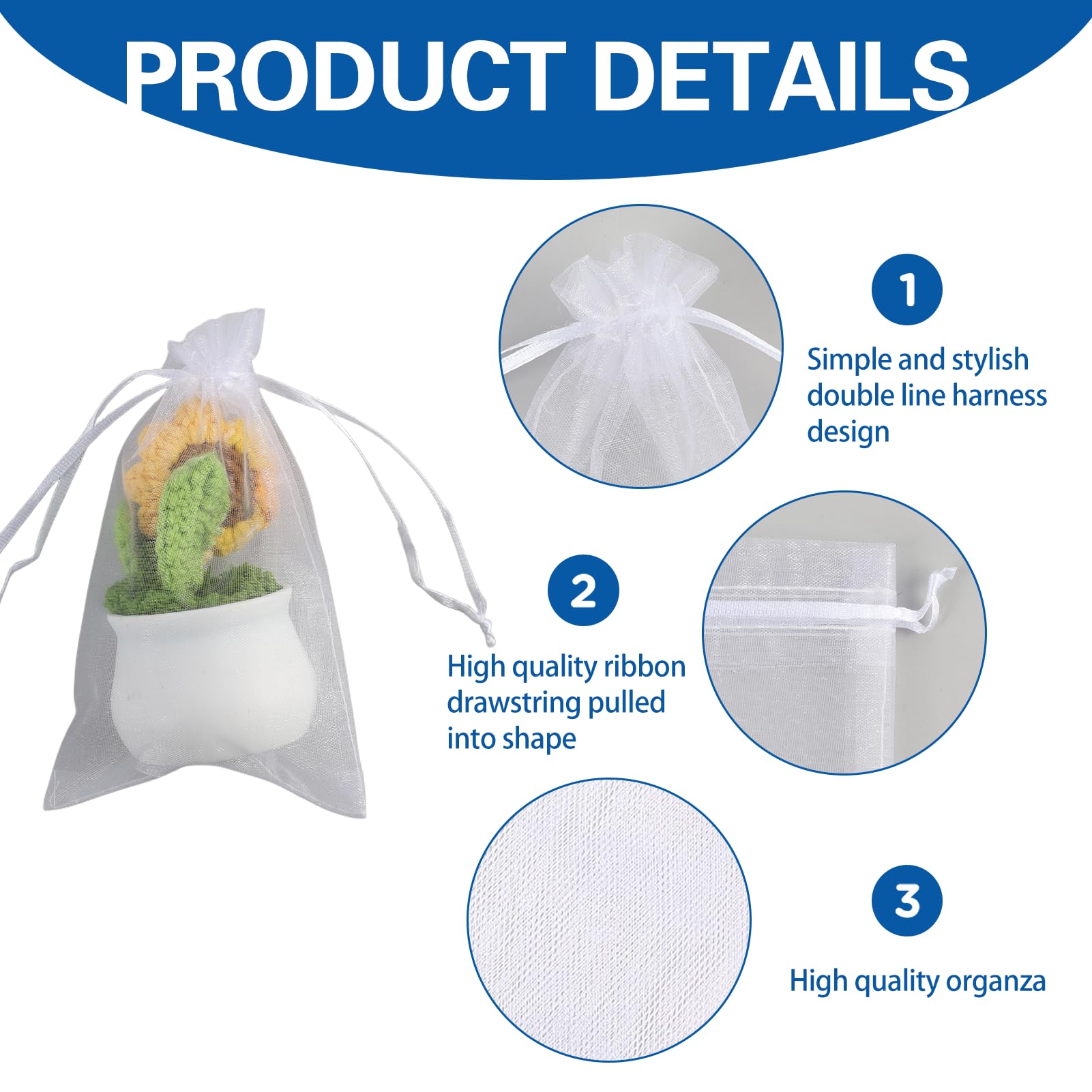 leruiyezs 100 Pcs Bolsas Organza,10x15 cm,Con Cordón,Blancas,para Regalos,Joyas,Dulces Lavanda,para Bodas,Cumpleaños,Navidad,Eventos,Recuerdos,Fiesta,Uso Decorativo,Bolsas Transparentes Para Regalos