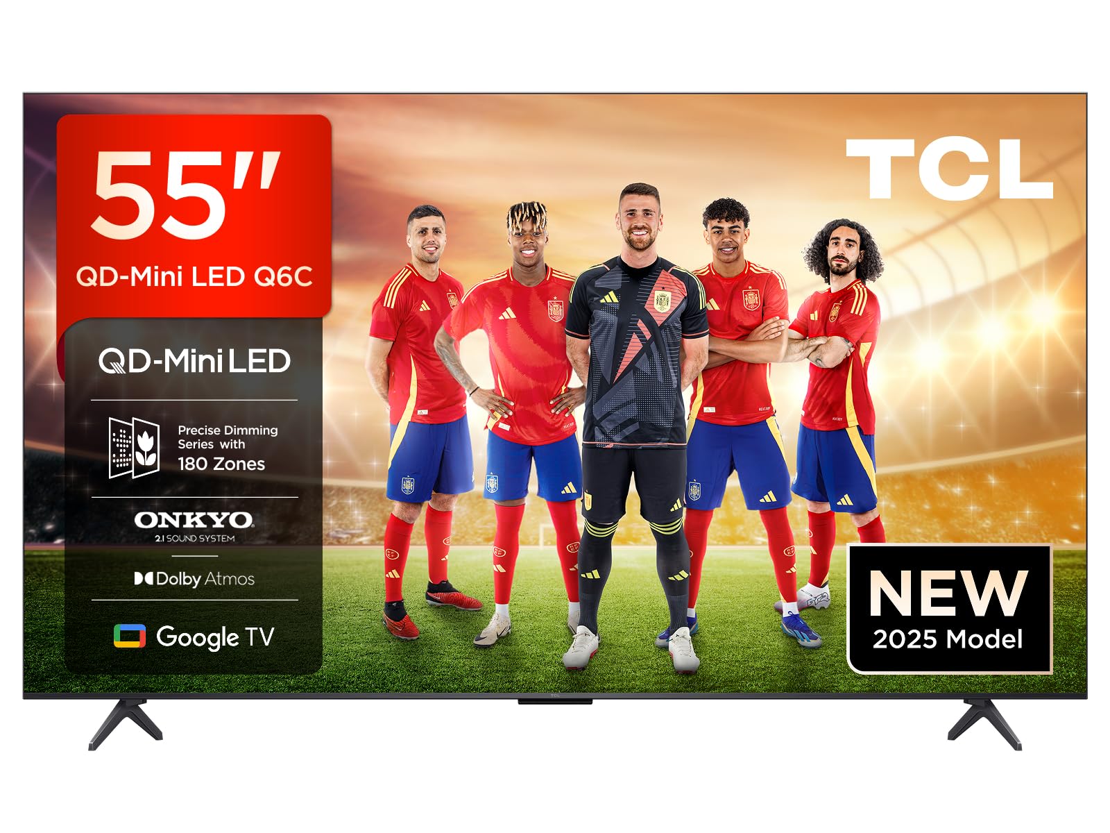 TCL 55Q6C 55" QD-​Mini LED Smart TV, 4K HDR Premium 1000nits, Powered by Google TV (Dolby Vision IQ & Atmos, Onkyo 2.1 Sound System, 144Hz Motion Clarity Pro, Game Master, Voice Control)