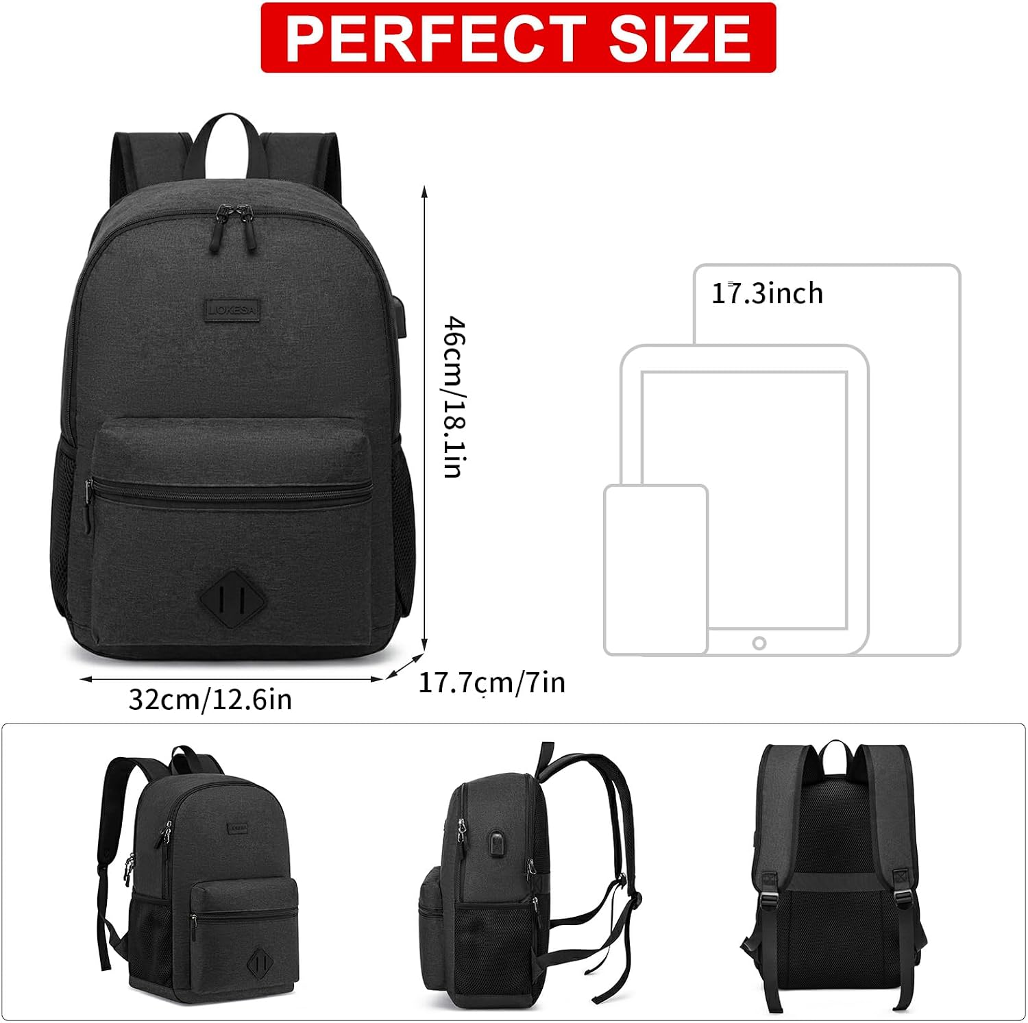 Large Casual 17.3 Inch Laptop Backpack,School Backpack image 4