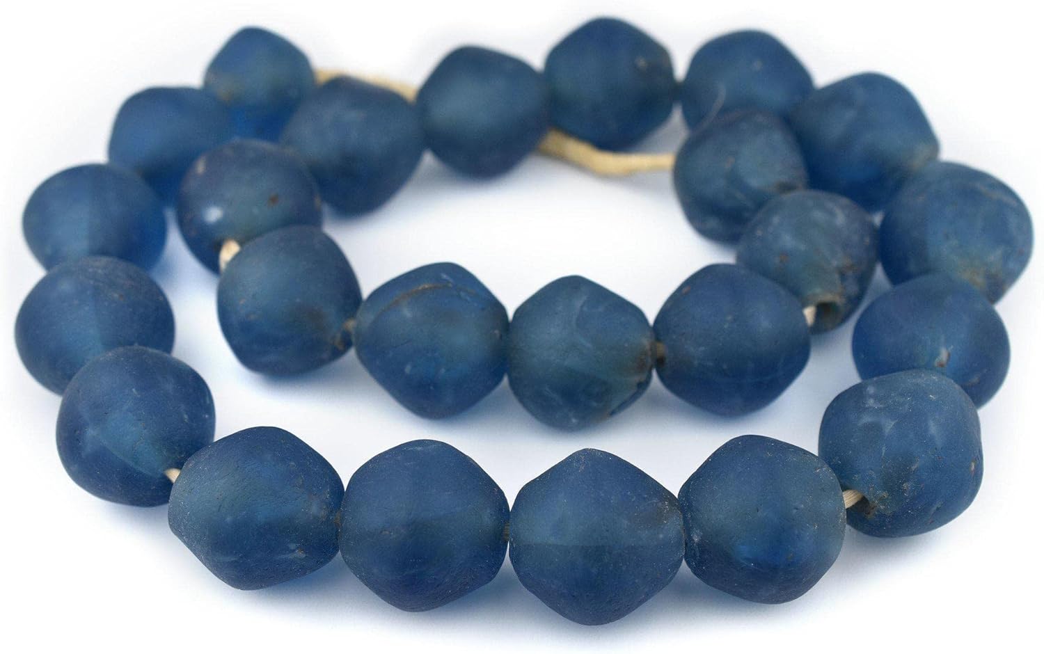 The Bead Chest Super Jumbo Light Blue Bicone Recycled Glass Beads (35mm), Made in Ghana from Recycled Glass Materials