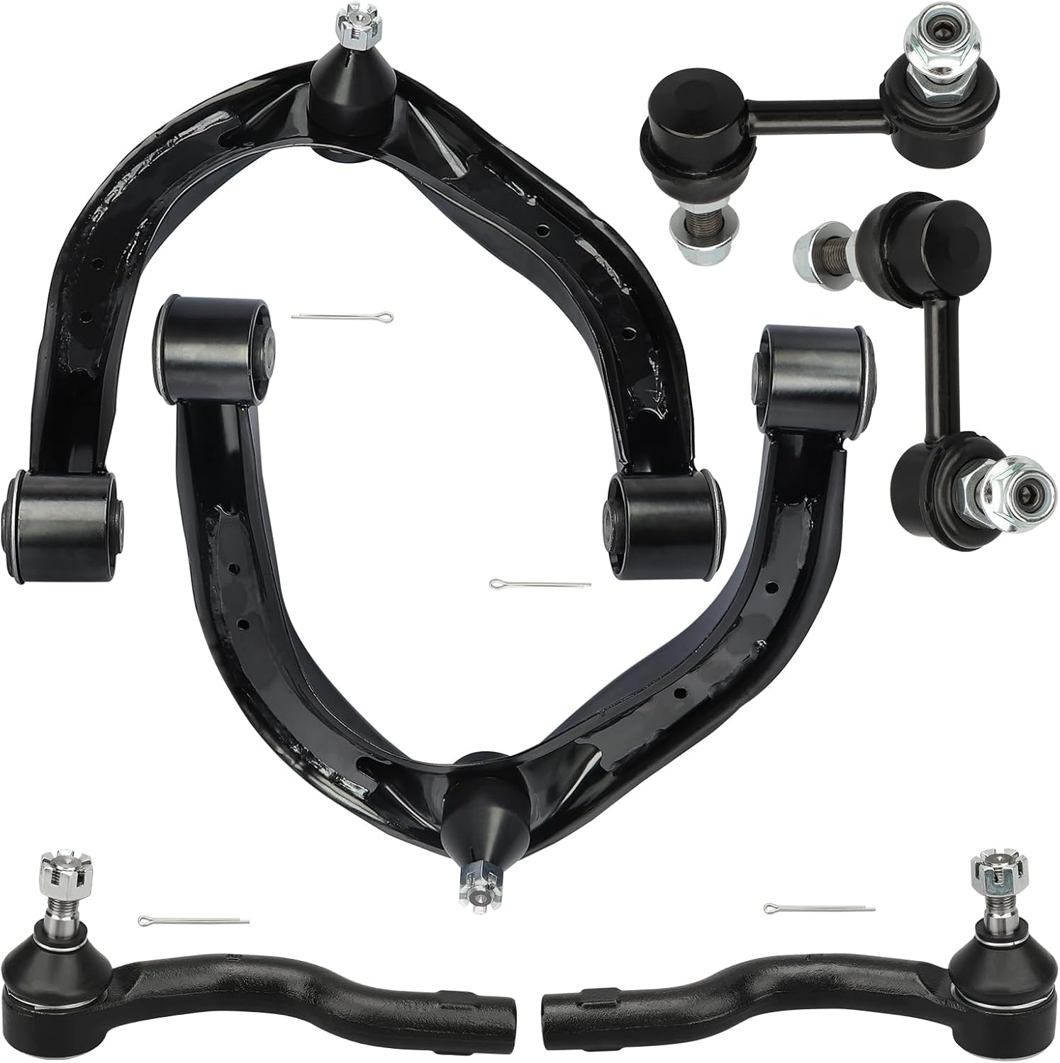 IRONTEK 6pcs Front Upper Control Arms w/Ball Joints Sway Bar End Links Outer Tie Rod Ends for 2004 for Nissan Pathfinder Armada, 2004-15 Titan, 2005-15 Armada, 2017-19 Armada 2004-13 for INFINITI QX56