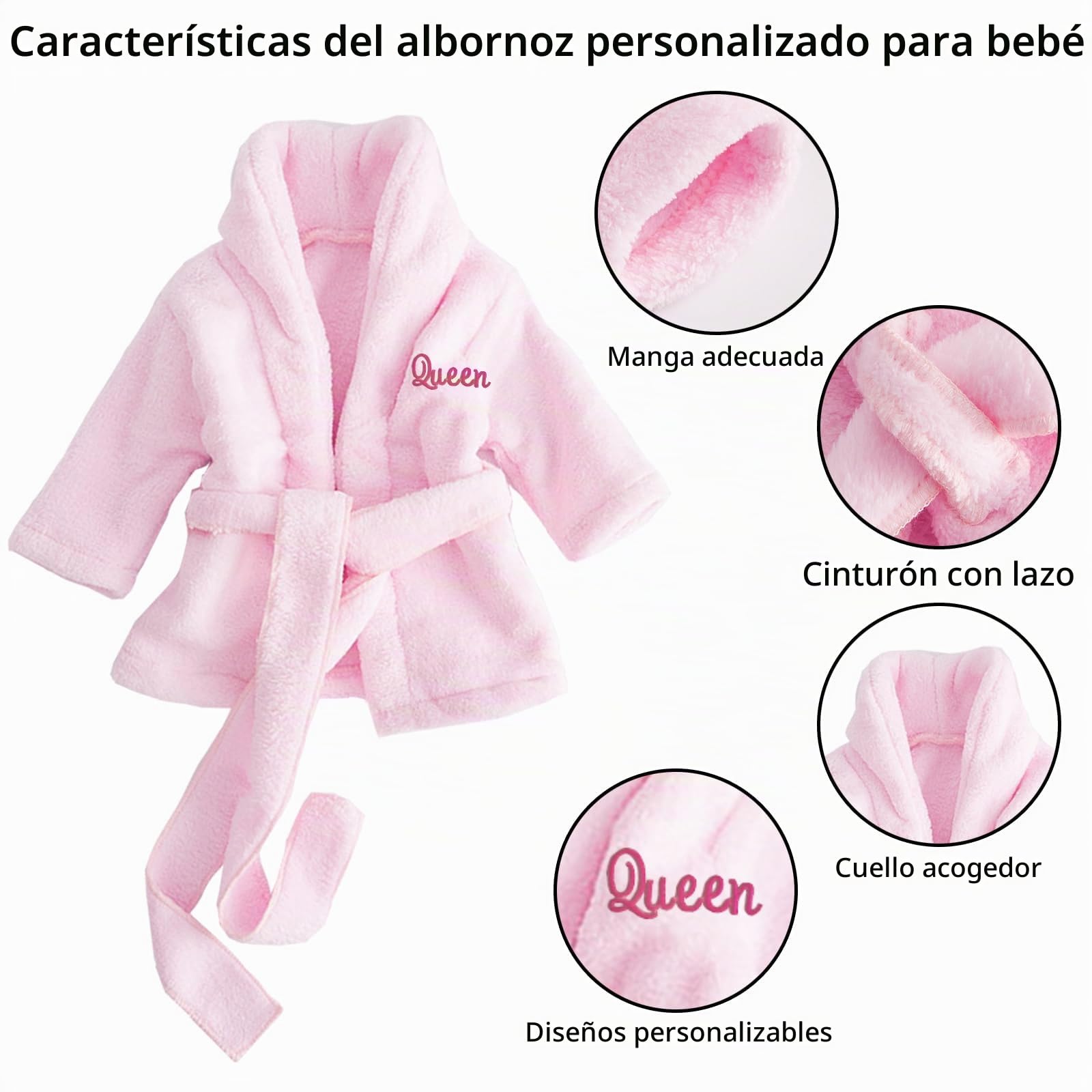 Bata de bebé personalizada con nombre bordado, bata de baño para regalo baby showers y regalos de cumpleaños