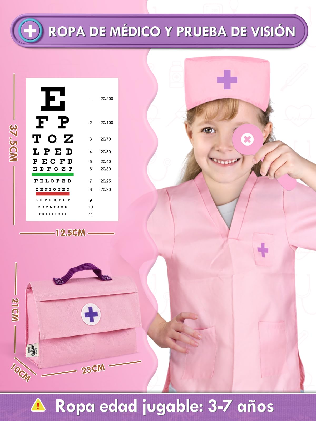 Lehoo Castle Maletin Medicos Juguete de Madera, Juguetes para Niña 3+ Años, Kit Medico Infantil, Doctora Juguetes, Regalos Niña 5 Años(Rosa)