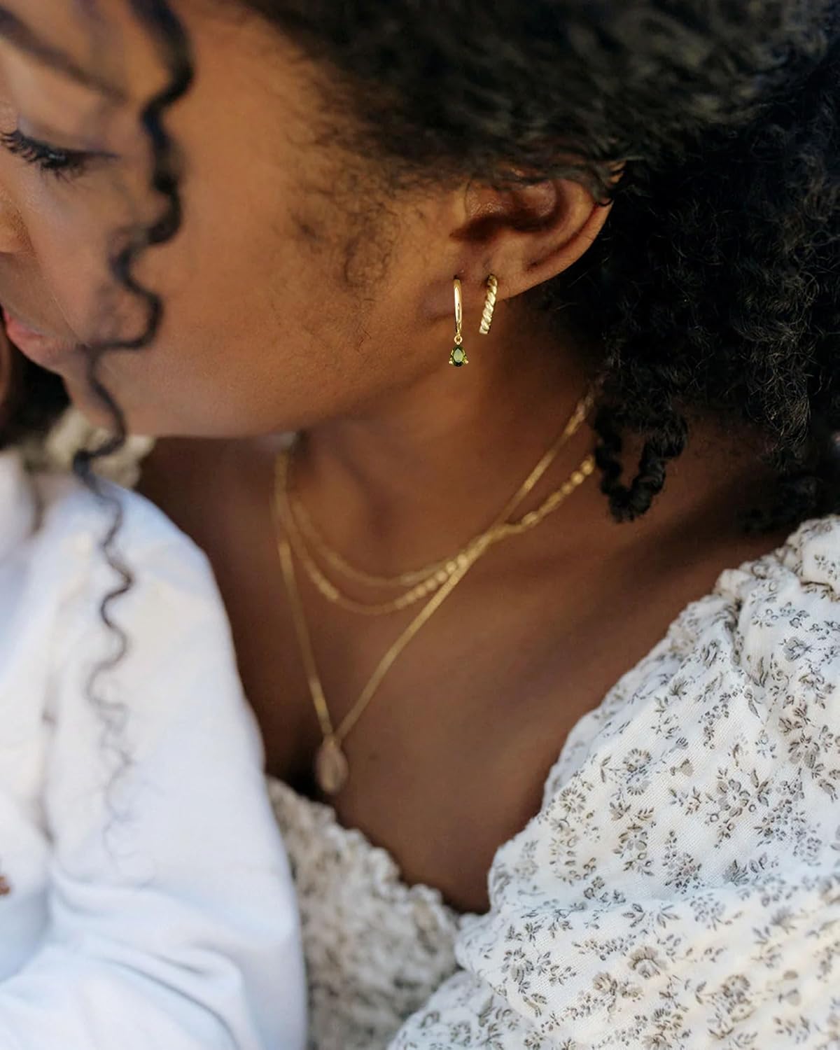 14K Gold Plated Birthstone Hoop Earrings for Women Hypoallergenic Dainty Small Diamond Emerald Green Blue Cubic Zirconia Drop Huggie Earrings for Mom Women Jewelry Birthday Gifts - Image 5