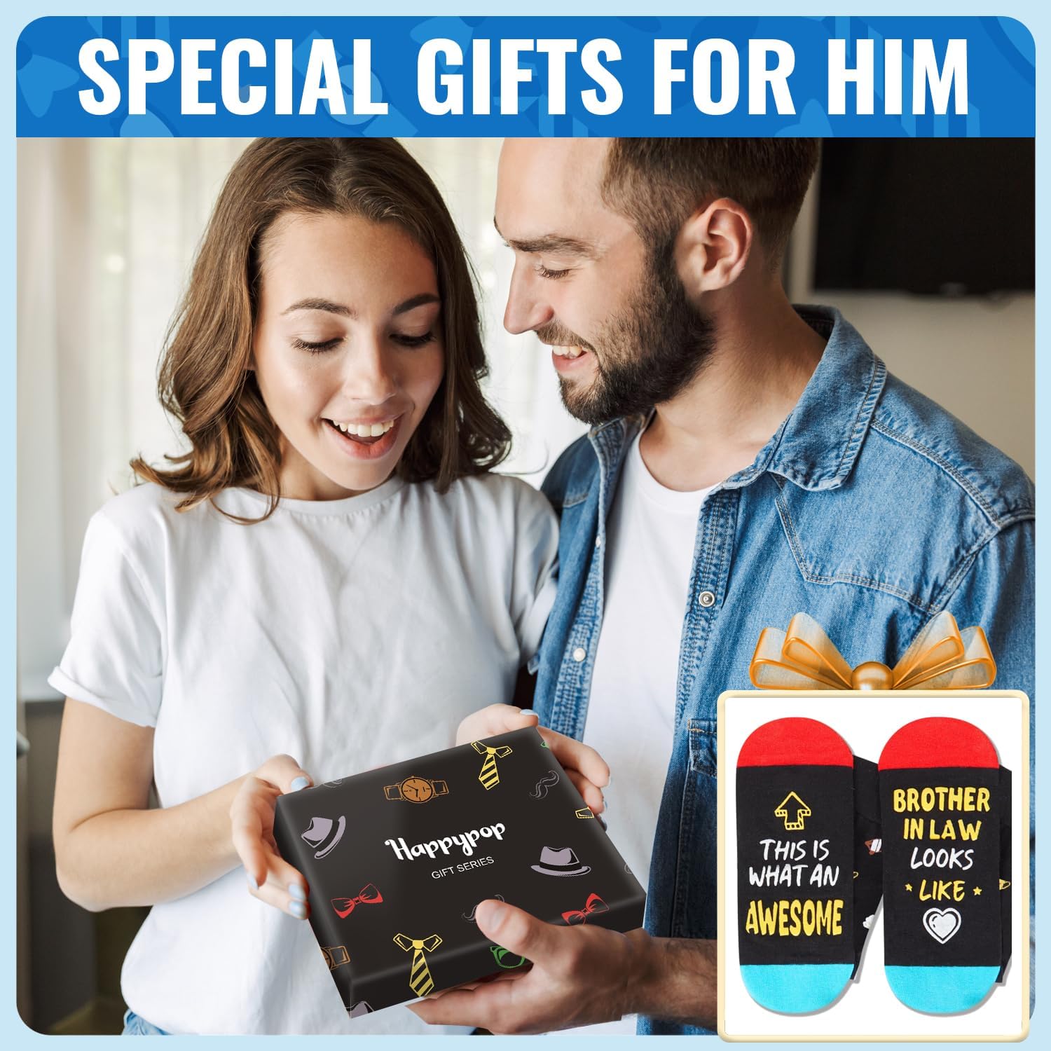 HAPPYPOP Funny Gifts for Men Him - Gifts for Nephew Uncle Dad Son in Law, Father Day Socks - Image 5