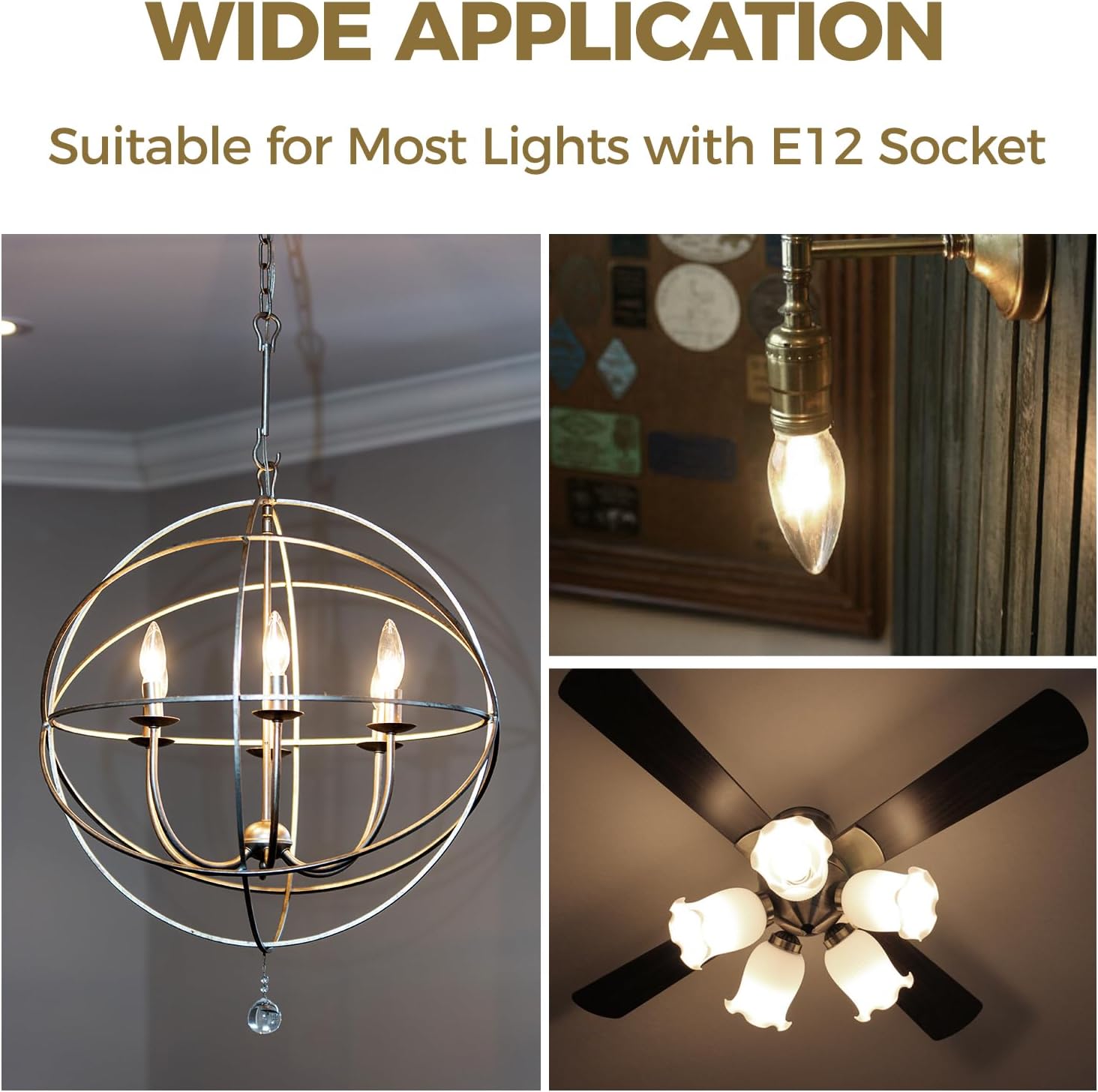 Hizashi E12 Candelabra Bulb 40 watt Equivalent, Dimmable Candelabra LED Light Bulbs Soft White 3000K, 90+CRI 4W 450LM B10 LED Candle Bulb, Candelabra Base, UL Listed, 12 Pack - Image 7