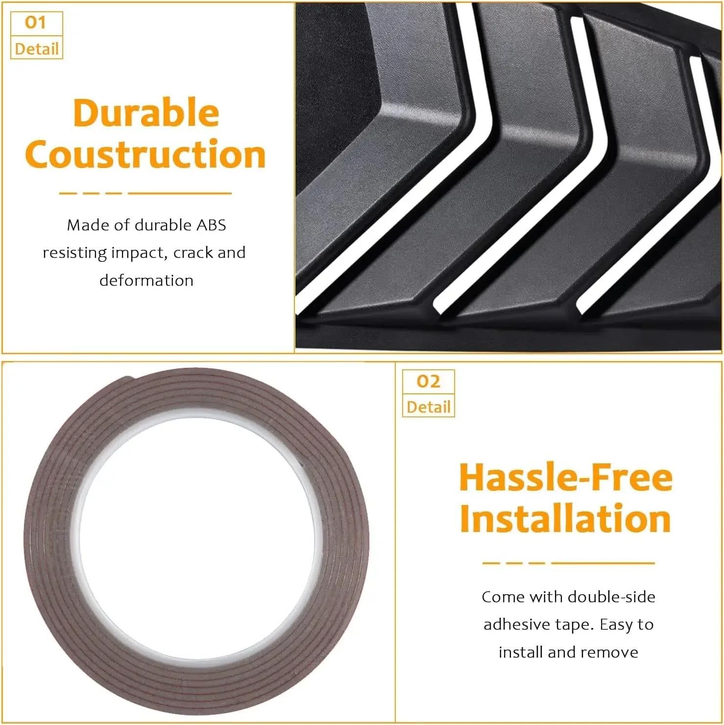 Arrière Voiture Pour Ford Mustang 2015-2020 Volet Côté Fenêtre Persienne Couverture Garniture Autocollant Évent Scoop Accessoires Voiture Queue Aile Noir Brillant ABS