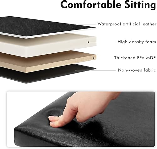 Miniatura 65 de B FSOBEIIALEO - Otomano plegable de piel sintética con almacenamiento Gris,Negro -,Negro 16.5"x12.6"x12.6",Azul,Marrón,Gris