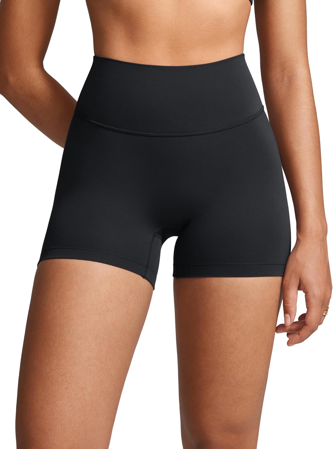 Womens High Waist No Front Seam Biker Shorts 4 Inches Running Volleyball Spandex Yoga Gym Workouts