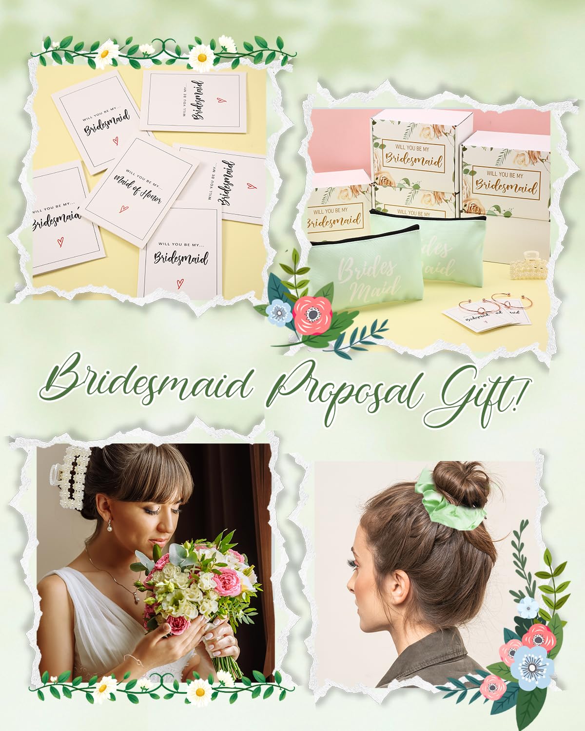 Set da 48 pezzi per proposta di damigella d'onore, set regalo per addio al nubilato, include tazze da caffè ghiaccio da 473 ml, sacchetti per il trucco, regalo Will You Be My Bridesmaid of Honor