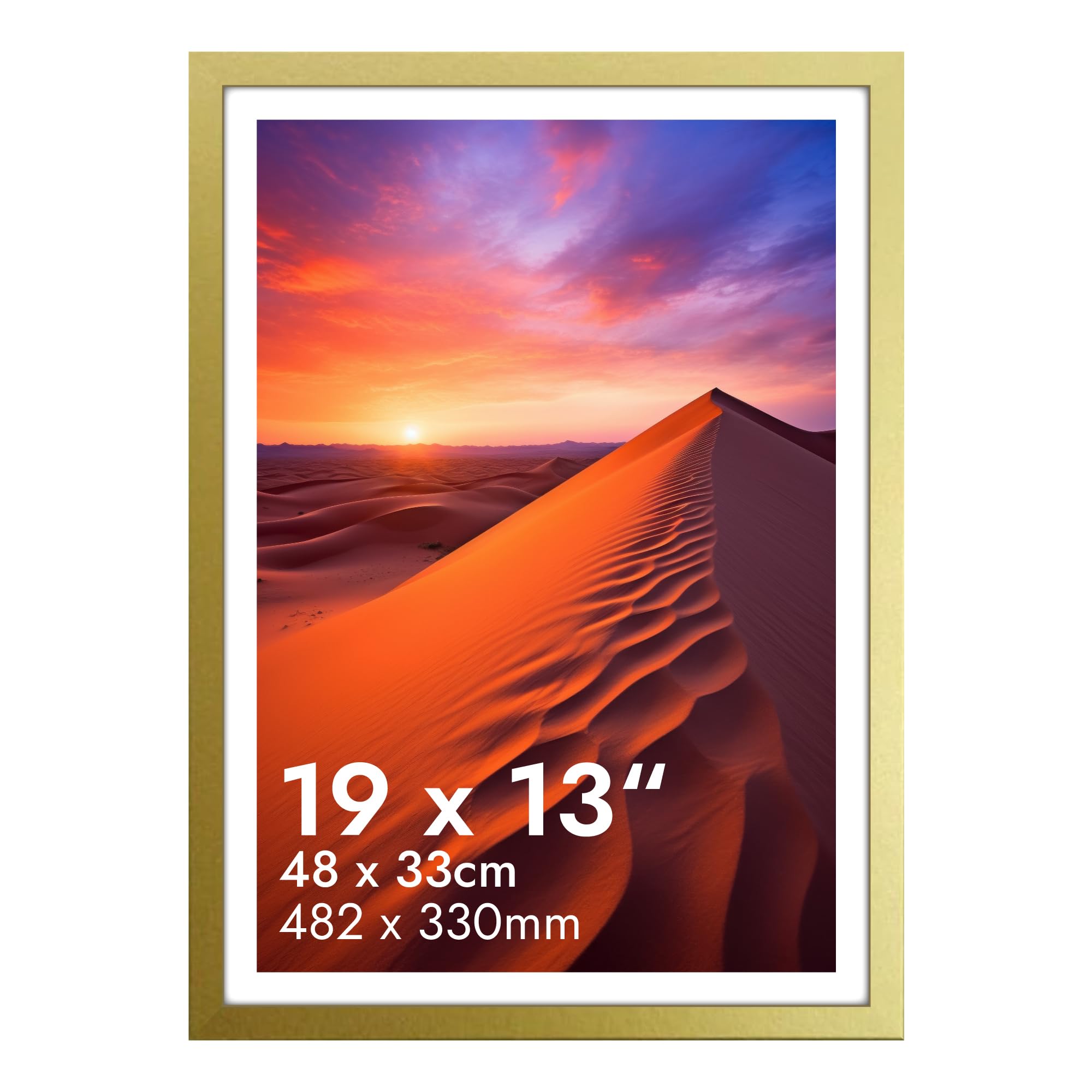 HNK Gold Photo Frames 19x13 Inches Engineered Wood and Plexiglass, Photo Frame 48x33cm Dual Orientation Landscape or Portrait, Picture Frame 13x19 Wall Hanging Display Photos for Home, Office — image 1