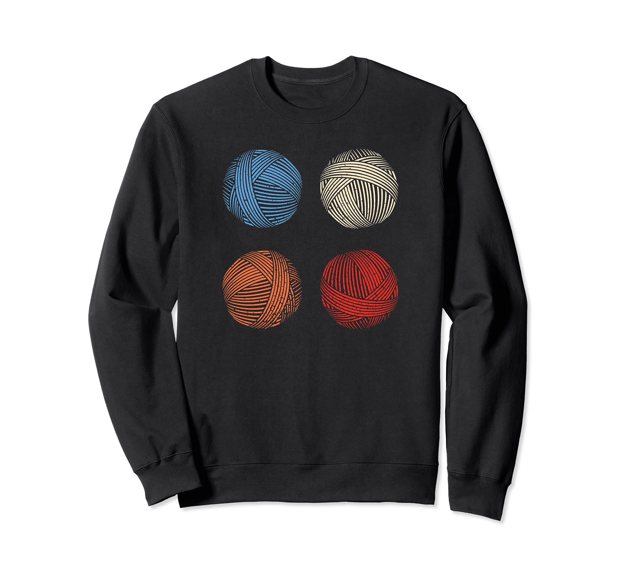 Retro colored yarn balls needle yarn felting felt artist Sweatshirt, Black
