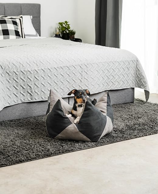 Foto 3 de 5 de lionto Cojín Corona para Gatos y Perros pequeños, 60 x 35 cm, Gris/Negro