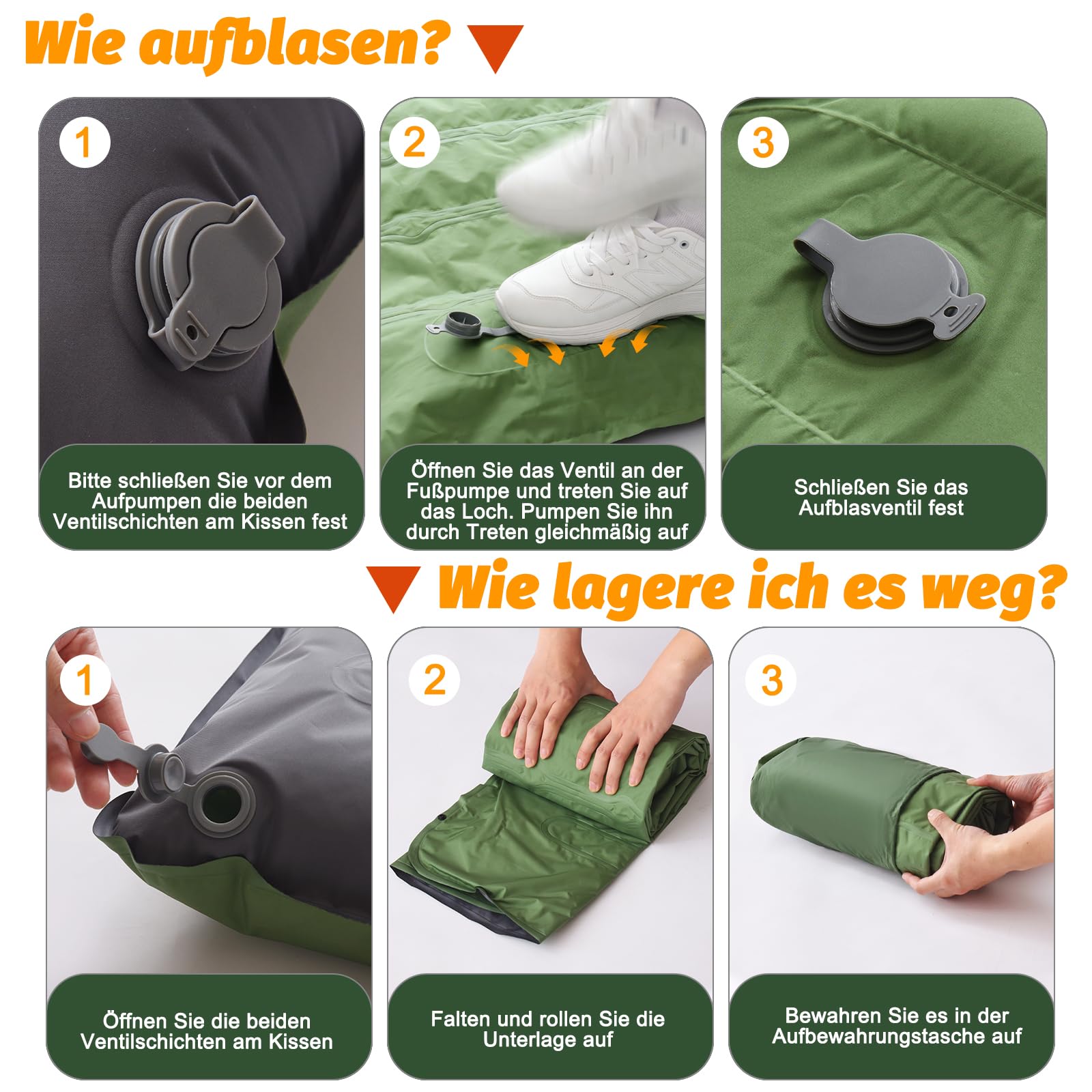 SWTMERRY Hochwertige Aufblasbare Isomatte – 12 cm verdickte Schlafmatte mit Fußpumpe & Kissen, wasserdicht leicht platzsparend Luftmatratze für Outdoor Camping, Wandern, Strand, Reise, Zelt