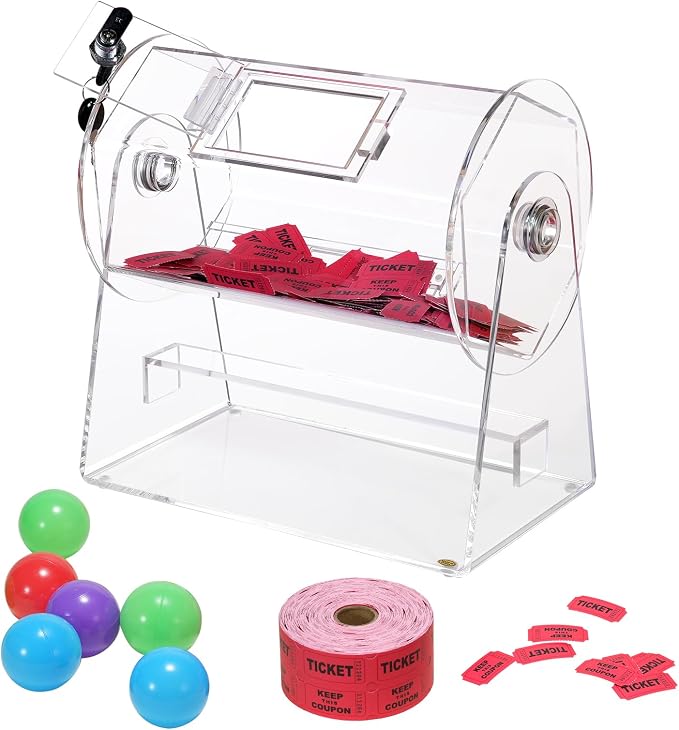 Accessory Raffle VEVOR Acrylic Raffle Drum, Holds 2500 Tickets or 100 Raffle Balls ...
