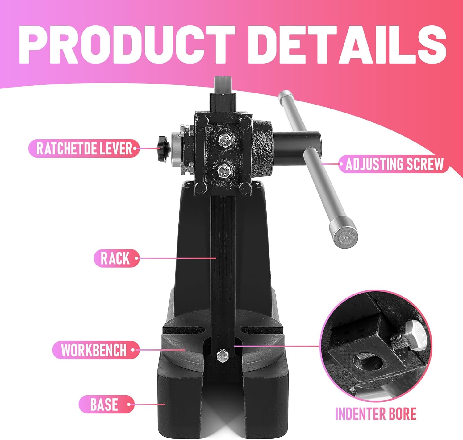 Arbor Press, 2-Ton Manual Arbor Press with Reversible Ram & Steel Anvil - Cast Iron Manual Press for Metal Stamping, Extrusion, Engraving (Bench, Pedestal Mountable) (2T)