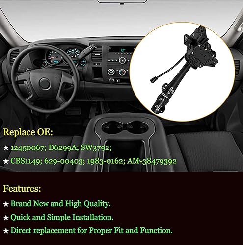Miniatura 3 de Turn Signal Switch for 2002-2009 Chevy Silverado Tahoe Suburban Avalanche Trailblazer GMC Sierra Envoy Yukon, Wiper Dimmer Combination