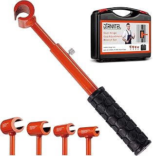 Hinge Gap Adjustment Wrench Tool Set, Upgraded 0.55-0.98 Inch Door Hinge Repair Spanner Key for Round Bolt Standard Gauge with 4-way Multi-Functional Utilities Key, Orange